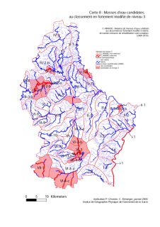 Carte des masses d'eau candidates au classement de niveau 3_2004