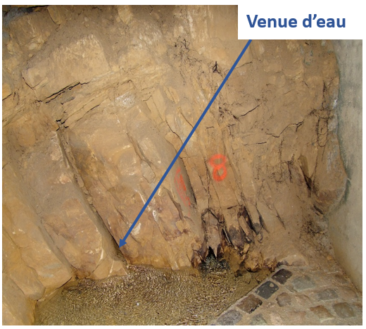 Photo 1 : Photo d’une venue d’eau provenant du Grès de Luxembourg